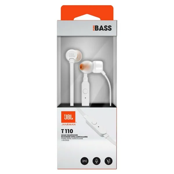 Ausinės su mikrofonu JBL T110 Balta