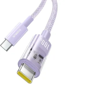 USB-C - USB-C Kaabel Baseus P10373000511-00 Lilla 1 m