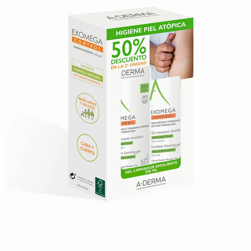 Очищающая пенка A-Derma Exomega Control Gel Espumoso Emoliente 500 ml 2 Предметы