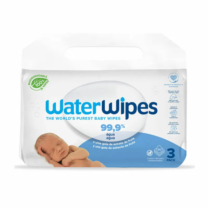 Sterile puhdistusliinapussit (paketti) WaterWipes (180 Osaa)