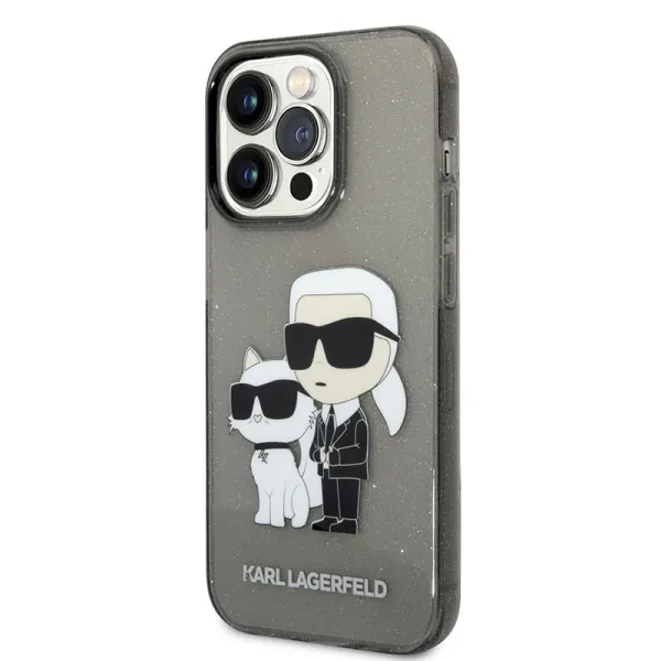 Karl Lagerfeld IML Glitter NFT Karl & Choupette - Case for iPhone 14 Pro (Black)