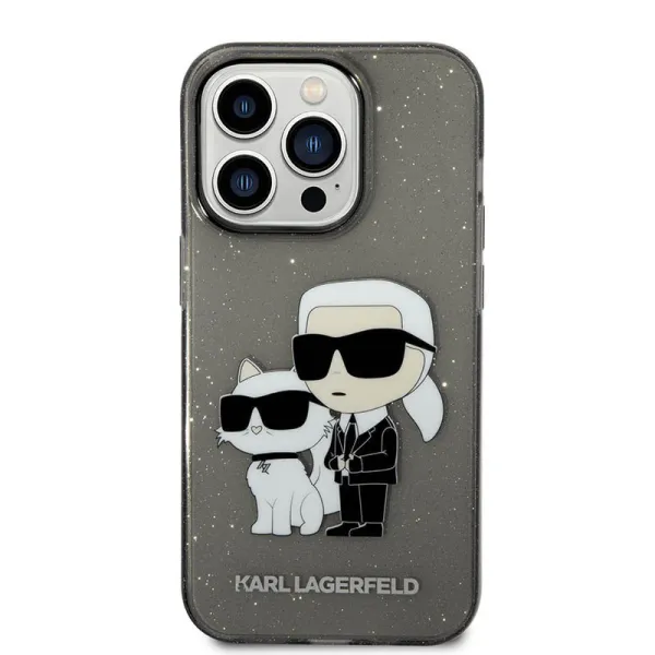 Karl Lagerfeld IML Glitter NFT Karl & Choupette - Case for iPhone 14 Pro (Black)