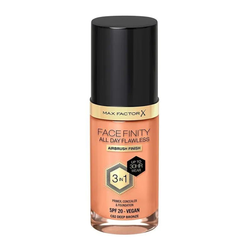 Šķidrā Grima Bāze Max Factor Facefinity All Day Flawless 3-vienā Nº 82 Deep bronze 30 ml
