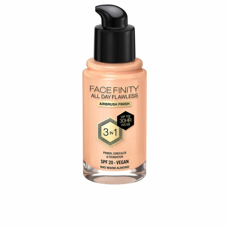 Crème Make-up Base Max Factor Face Finity All Day Flawless 3-in-1 Spf 20 Nº N45 Warm almond 30 ml