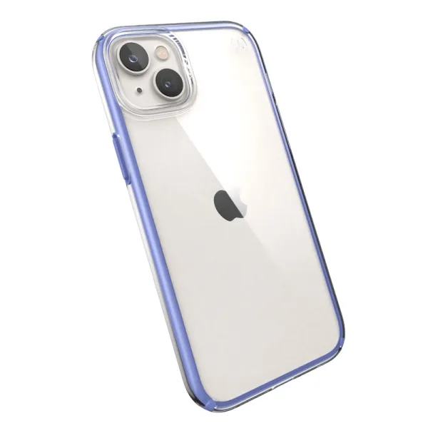 Speck Presidio Perfect-Clear with Impact Geometry - iPhone 15 Plus / 14 Plus Case with MICROBAN Coating (Clear / Grounded Purple