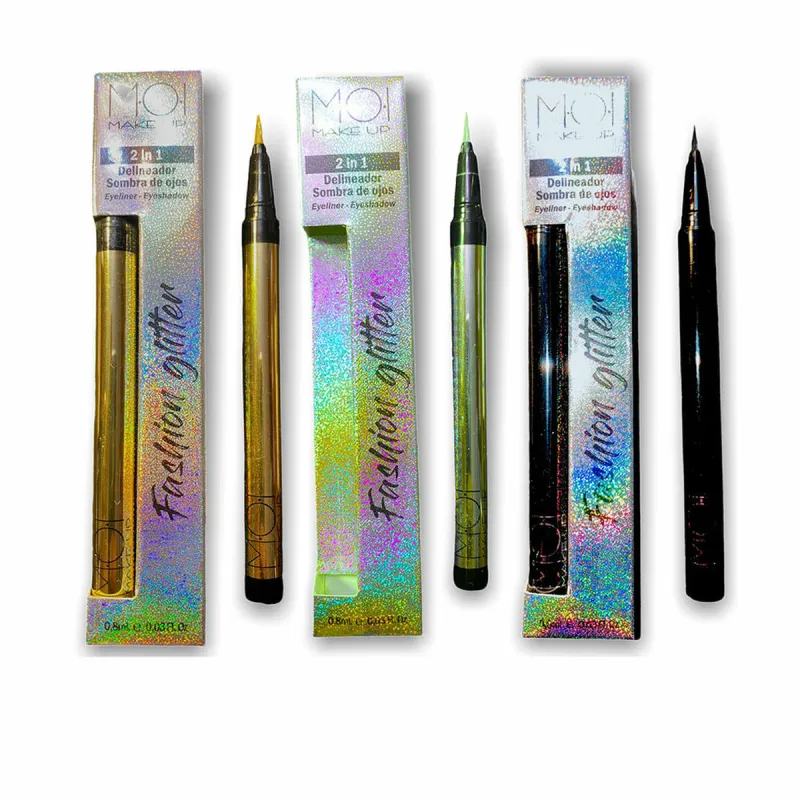 Eyeliner MOI Glitter Keltainen Musta Vihreä 3 Kappaletta