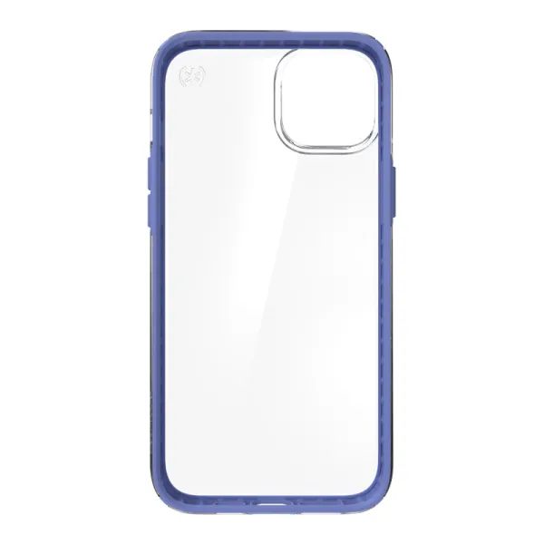 Speck Presidio Perfect-Clear with Impact Geometry - iPhone 15 Plus / 14 Plus Case with MICROBAN Coating (Clear / Grounded Purple