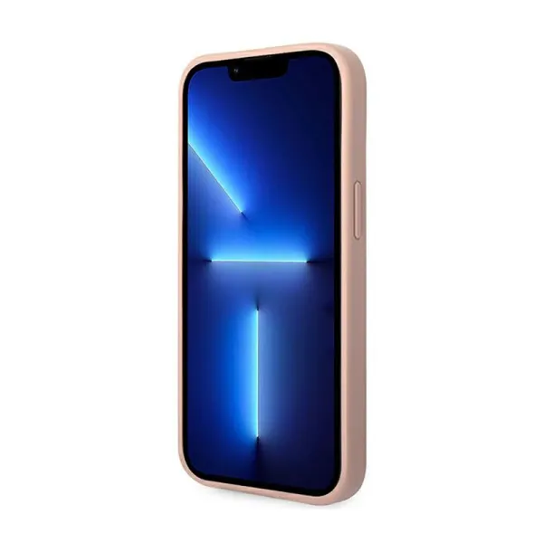 Guess Saffiano Metal Logo Stripes - Case for iPhone 14 Plus (Pink)