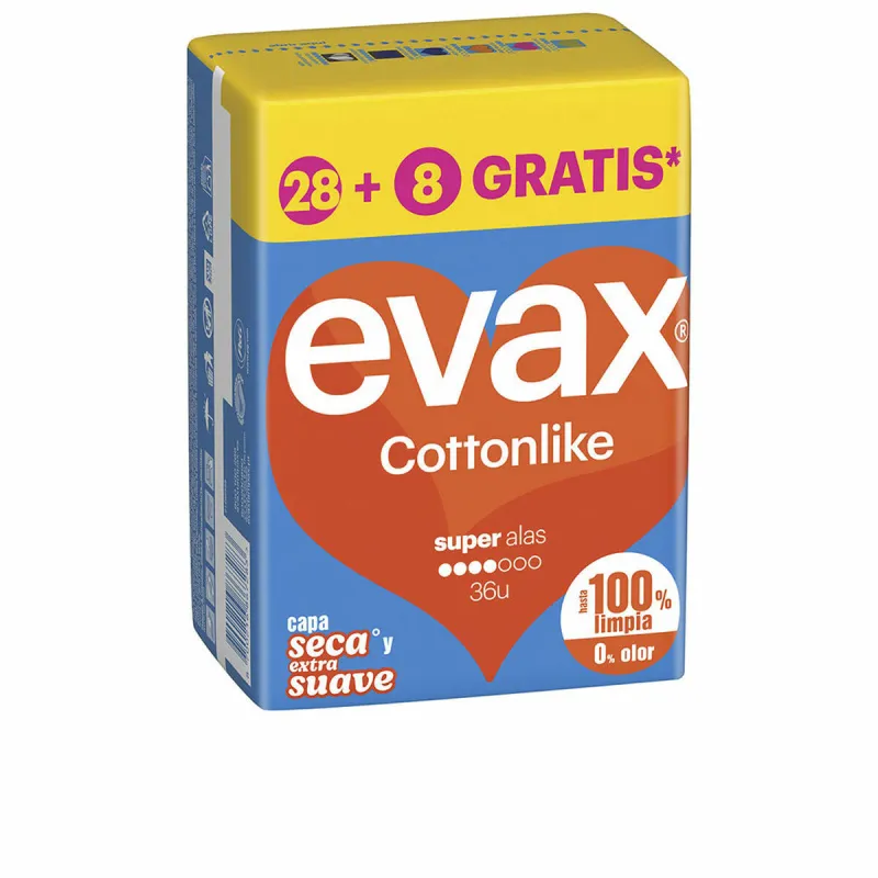 Super Sanitārie Ieliktnīši Ar Spārniņiem Evax COTTONLIKE 36 Vienības