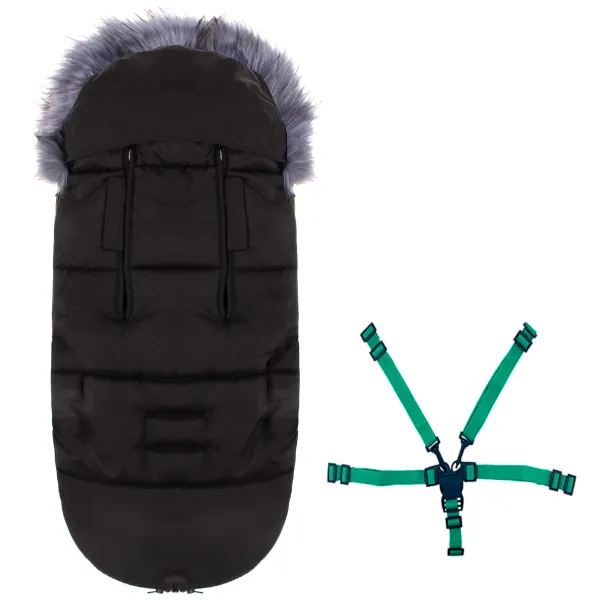 Lämpöpussi Springos SB0020, 4-in-1, rattaisiin, pulkkaan ja kantokoppaan, 90 cm, musta