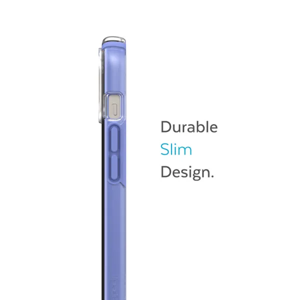 Speck Presidio Perfect-Clear with Impact Geometry - iPhone 15 Plus / 14 Plus Case with MICROBAN Coating (Clear / Grounded Purple