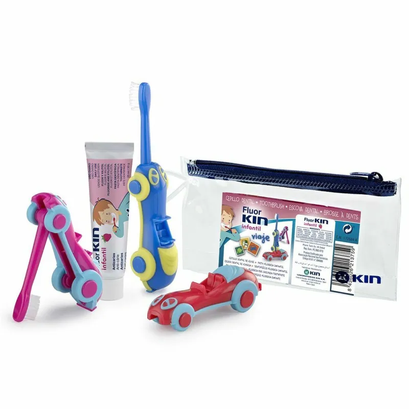 Детский набор для гигиены ротовой полости Kin Fluorkin Infantil Viaje Coche Автомобиль (3 Предметы)