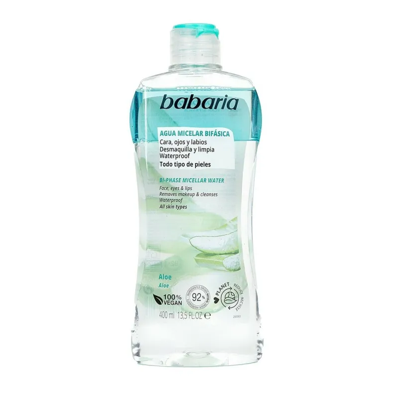 Facial Biphasic Makeup Remover Babaria Desmaquillador Bifasico 400 ml Aloe Vera Micellar Water