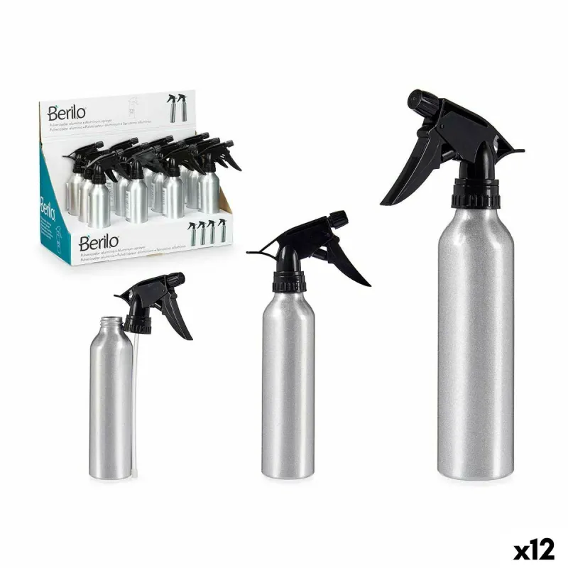Pulverizatora Pudele Berilo Melns Sudrabains Alumīnijs polipropilēns 300 ml (12 gb.)