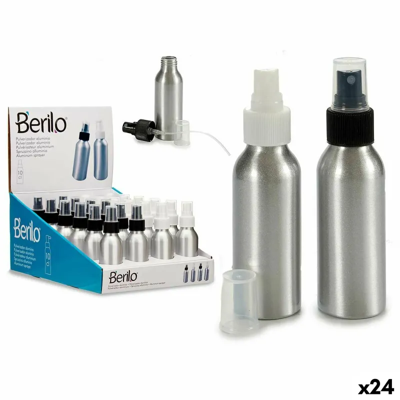 Pihustipudel Berilo Valge Must Läbipaistev Hõbedane Alumiinium polüpropüleen 100 ml (24 Ühikut)