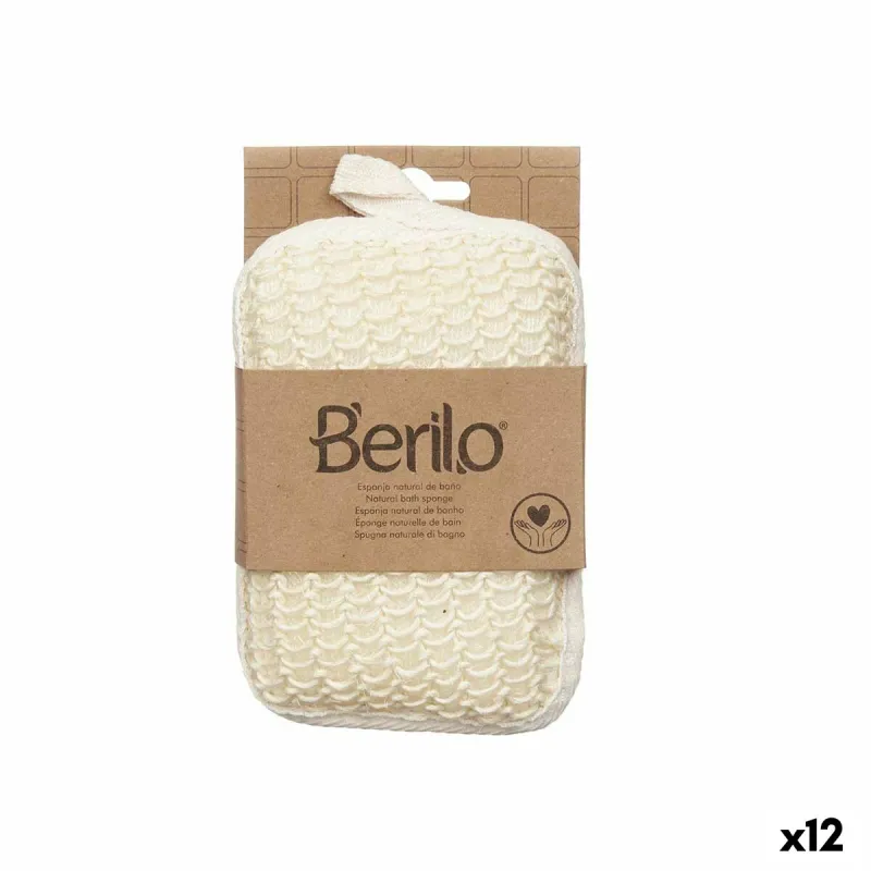Мочалка для тела Berilo Белый Бежевый 11 x 16,5 x 3 cm (12 штук)