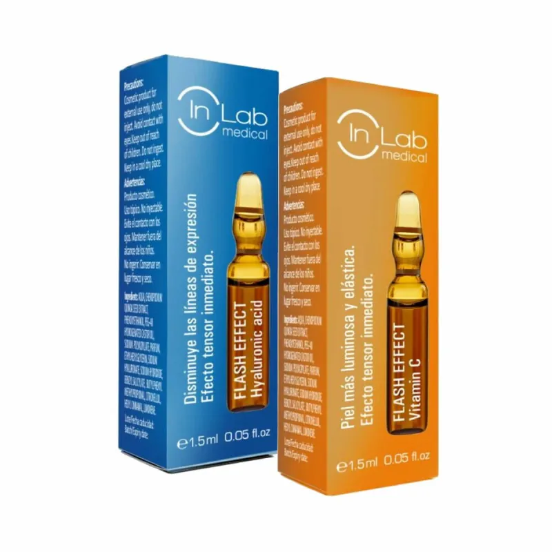 Ampulės Inlab Flash Effect Duo Hialurono rūgštis Vitaminas C 15 ml (2 x 1,5 ml)