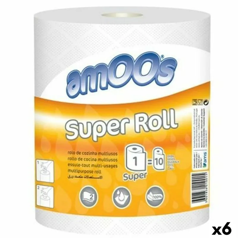 Бумажные полотенца для кухни Amoos SUper Roll (6 штук)