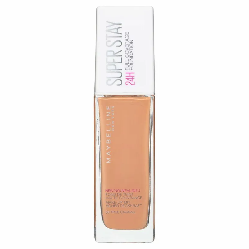 Nestemäinen meikin pohjustusaine Superstay Maybelline Full Coverage 58-true caramel (Kunnostetut Tuotteet A)