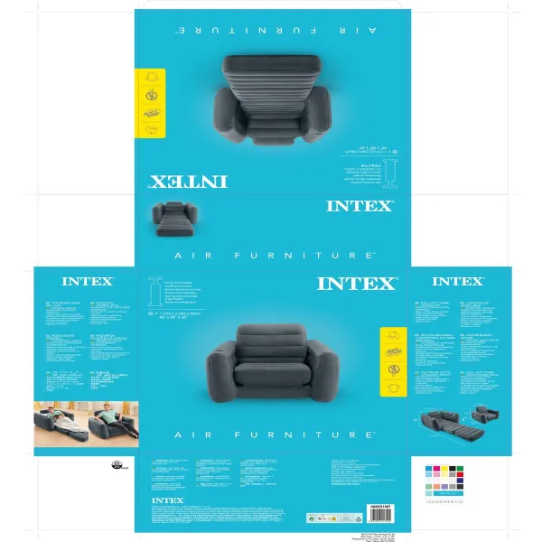 Inflatable Sofa bed Intex Pull-Out 177 x 66 x 224 cm Grey