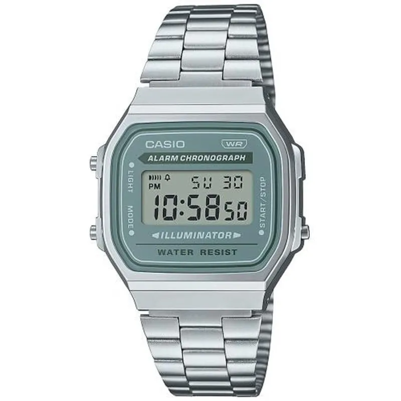 Abiejų lyčių laikrodis Casio A168WA-3AYES Žalia Sidabras (Ø 36 mm) (Ø 35 mm)