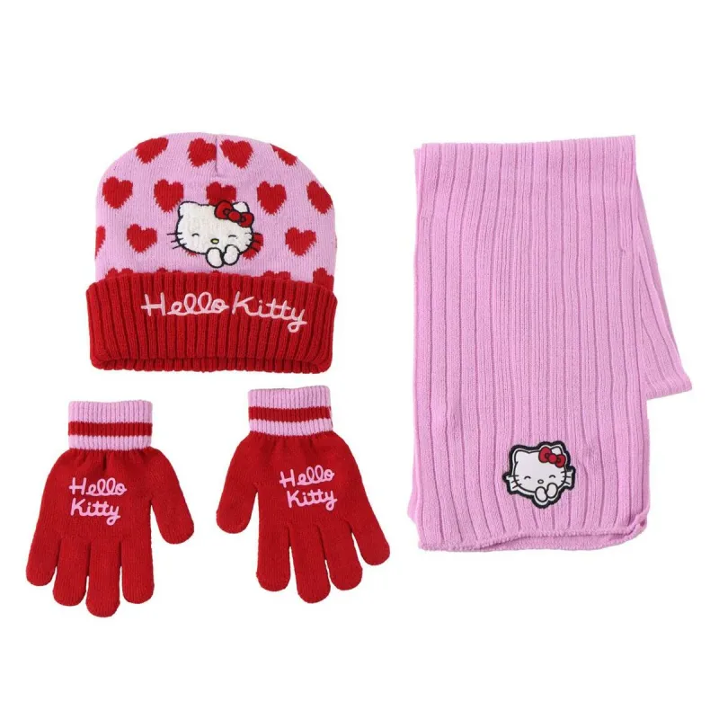 Cepure un cimdi Hello Kitty Rozā