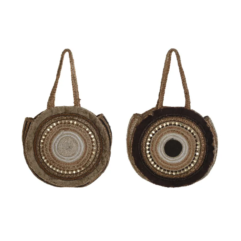 Naisten Käsilaukku DKD Home Decor Ruskea Kerma 36 x 11 x 36 cm (2 osaa)