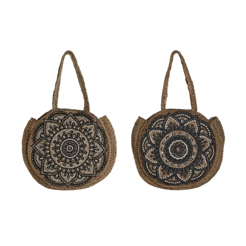 Sieviešu Rokassoma DKD Home Decor Zils Melns Dabisks 36 x 12 x 36 cm (2 gb.)