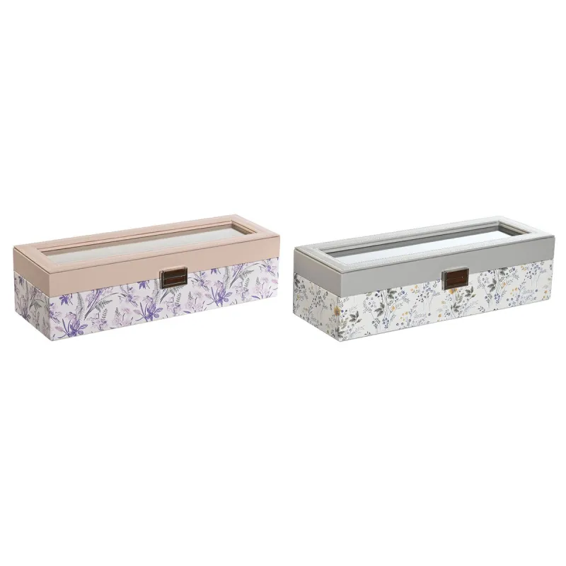 Kellorasia DKD Home Decor Valkoinen Harmaa Liila Vaaleanpunainen Kristalli 33 x 11 x 9 cm (2 osaa)