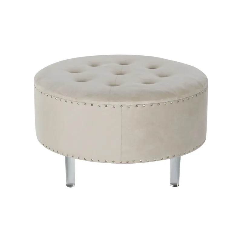 Taburete DKD Home Decor Bēšs Sudrabains Poliesters Koks MDF 80 x 80 x 43 cm