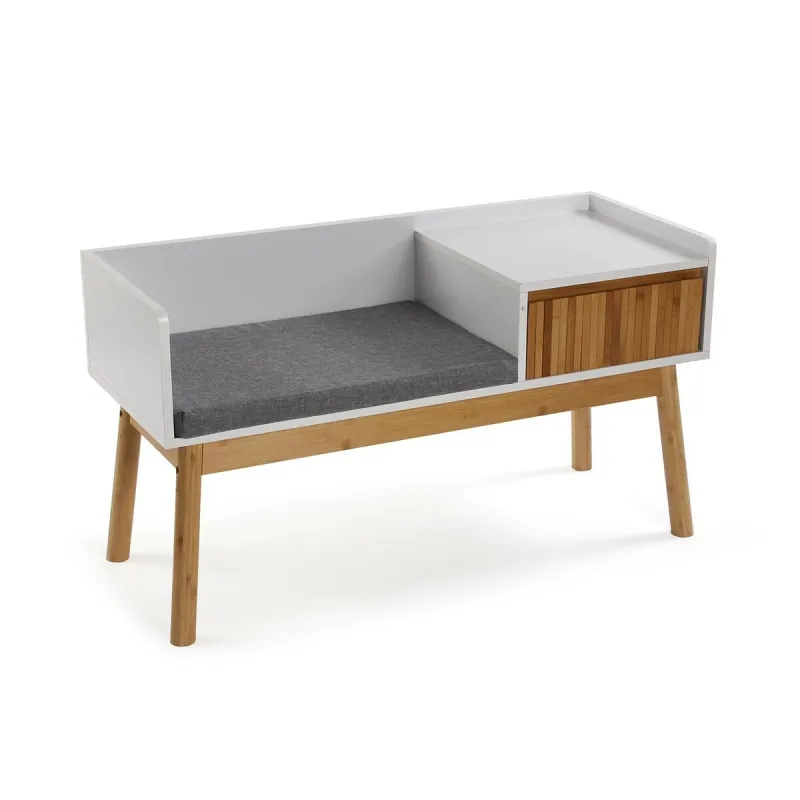 Банкетка Versa Бамбук Текстиль Деревянный MDF 40 x 55 x 100 cm