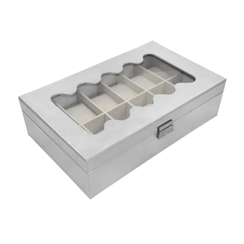 Коробка для часов Versa Белый Полиуретан бумага Зеркало Деревянный MDF 20 x 8,5 x 32,5 cm