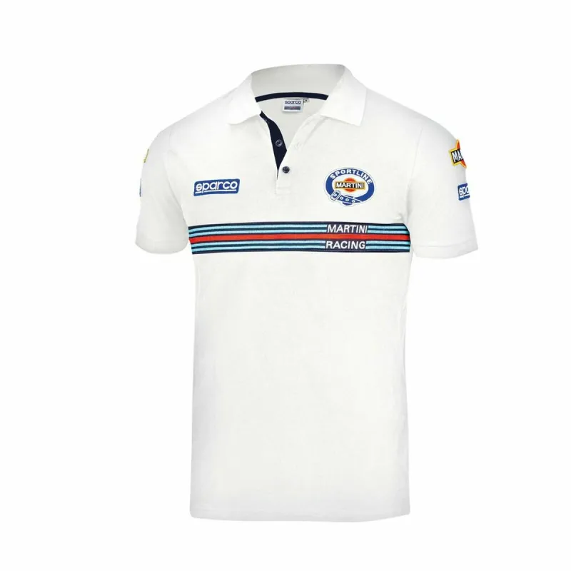 Polo marškinėliai su trumpomis rankovėmis Sparco Martini Racing Balta