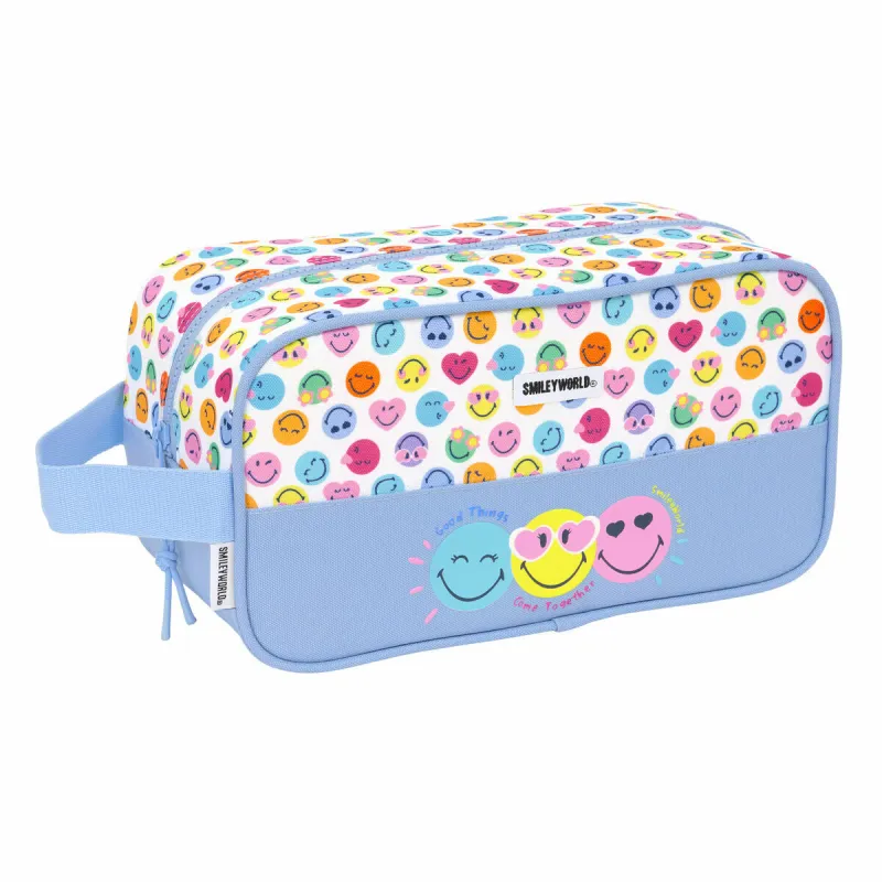 Kotelo matkatohveleille Smiley Joyful Monivärinen Vaaleansininen 29 x 15 x 14 cm
