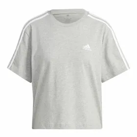 Naisten T-paita Adidas 3S Cropped Top Vaaleanharmaa (XS)