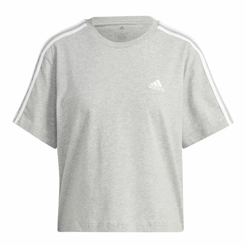 Naisten T-paita Adidas 3S Cropped Top Vaaleanharmaa (XS)