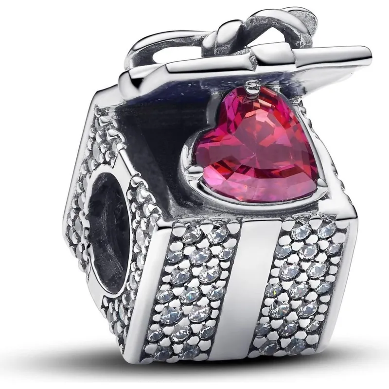 Naisten helmet Pandora SPARKLING GIFT BOX Hopeinen