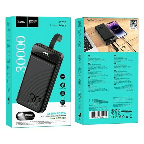 Powerbank Hoco J123B black Black 30000 mAh