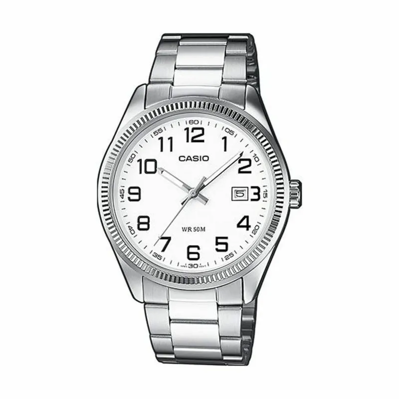 Unisex Pulkstenis Casio DATE Balts Sudrabains (Ø 39 mm) (Ø 38,5 mm)