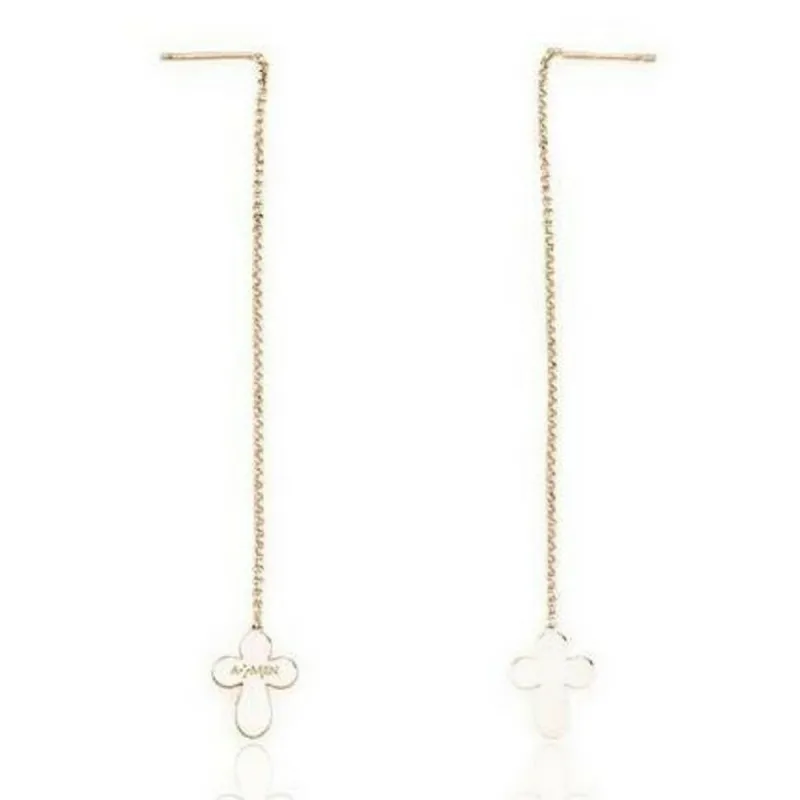 Женские серьги Amen CROCE ROSE GOLD Ювелирное серебро 925