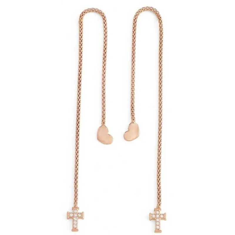 Sieviešu Auskari Amen CUORE CROCE CRISTALLI ROSE GOLD Sterling silver 925