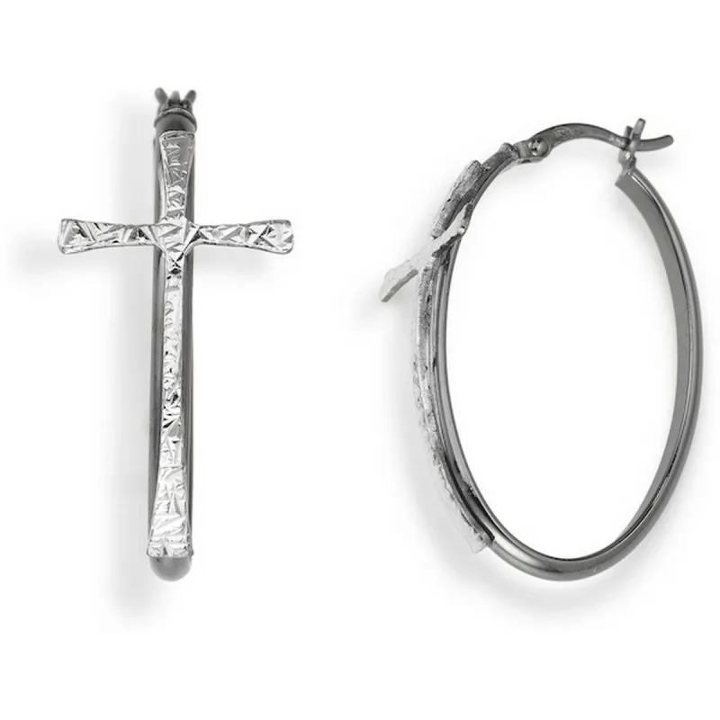 Sieviešu Auskari Amen CERCHIO E CROCE BLACK Sterling silver 925