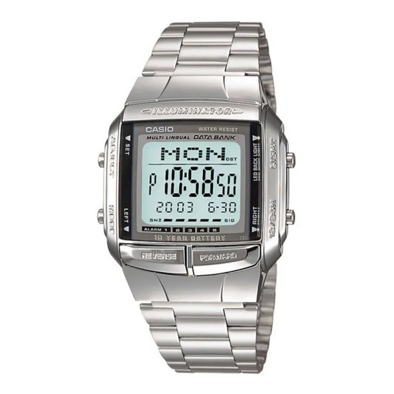 Miesten rannekellot Casio DATABANK Hopeinen