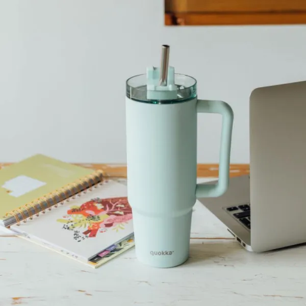 Quokka Stream - Stainless Steel Thermal Mug 950ml with Straw (Turquoise)