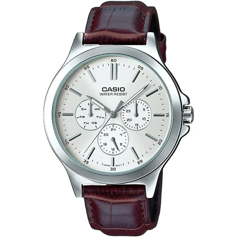 Vīriešu Pulkstenis Casio MULTIFUNCTION SILVER, LEATHER (Ø 41,5 mm)