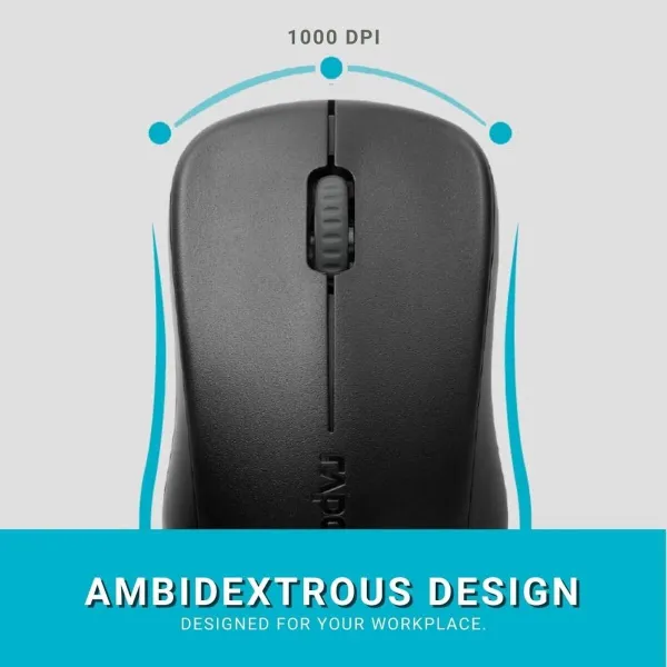 Mouse Rapoo 00142012 1000 dpi Black