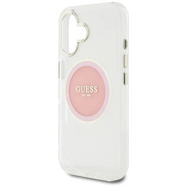 Guess IML Metal Colored Circle Classic Logo MagSafe - Case for iPhone 16 (pink)