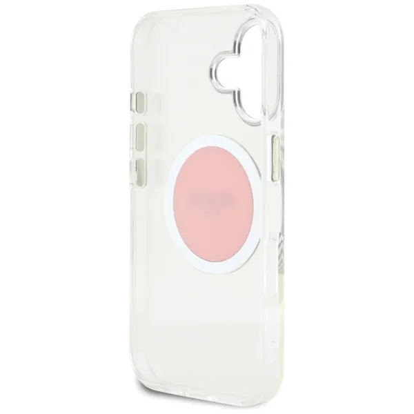 Guess IML Metal Colored Circle Classic Logo MagSafe - Case for iPhone 16 (pink)