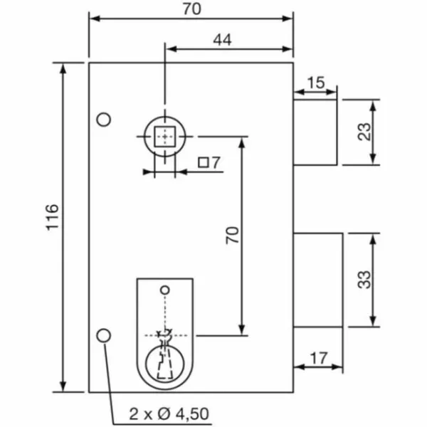 Bolt lock Yale Khaki Steel Doors Vertical
