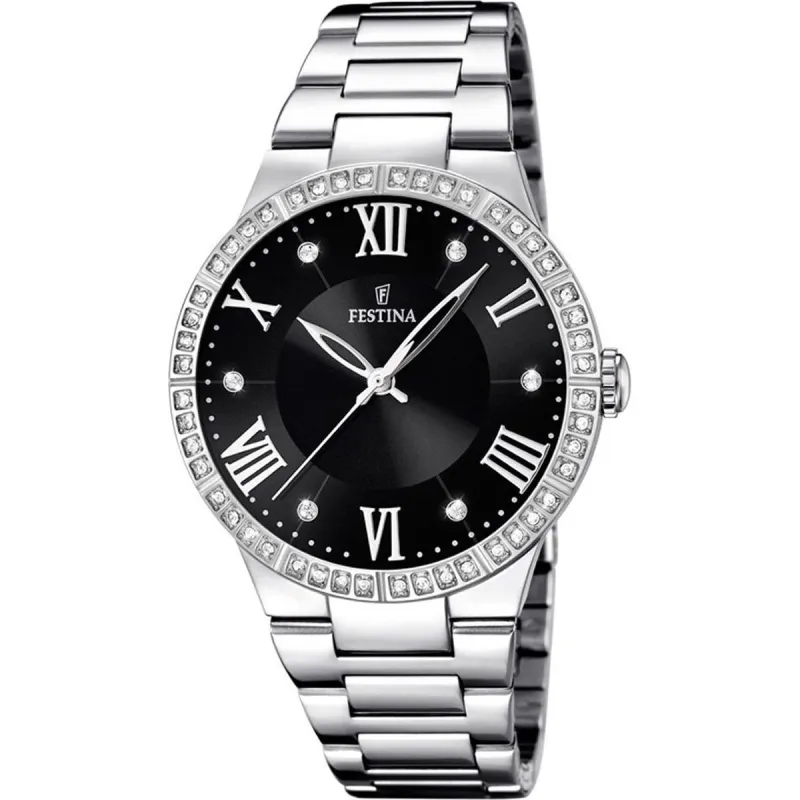 Miesten rannekellot Festina F16719/2 Musta Hopeinen